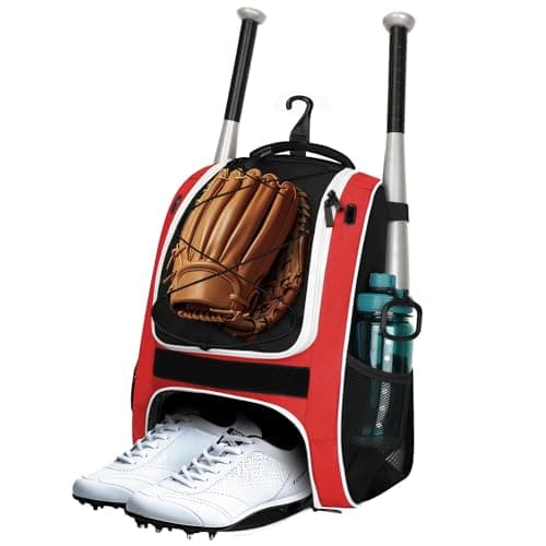 LARIPOP Youth Baseball Bat Backpack with Fence Hook, Separate Shoe Compartment, Waterproof Storage Bag for Bats, Helmet, Gloves, Cleats, Ideal for Baseball, Softball & T-Ball Players