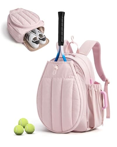BAGSMART Tennis Gym Bag for Women, Tennis Backpack Holds 2 Rackets with Shoe Compartment, 15.6" Laptop Gym Backpacks for Court, Off-work, Everyday & Overnight Weekend, Tennis Backpack/Candy Pink