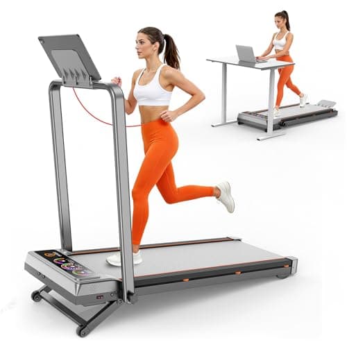 Walking Pad with 15% 12-Level Auto Incline & Handle Bar, Trisomy 3.5HP Foldable Under Desk Treadmill, 450 LBS Capacity Treadmills for Home Hiking with UI Screen, Bluetooth Speaker, Remote, RGB Light
