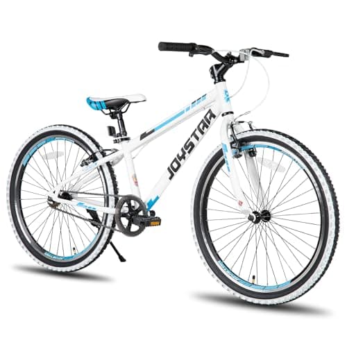JOYSTAR Lubbock 24 Inch Kids Bike for Boys & Girls Ages 9-12 Years 24" Hardtail Mountain Bike for Kids with Steel Frame and 1-Speed Drivetrain with Kickstand 24 inch Bicycle White