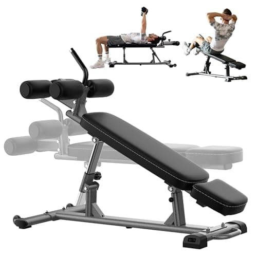Finer Form Sit Up Bench with Reverse Crunch Handle for Ab Bench Exercises - Abdominal Exercise Equipment with 3 Adjustable Height Settings