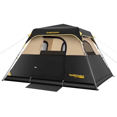 FanttikOutdoor Zeta C4 Pro Camping Tent 4 Person Instant Cabin Tent Setup in 60 Seconds with Rainfly & Windproof Portable with Carry Bag for Family Camping & Hiking, Khaki