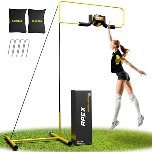Apex Sports Volleyball Spike Trainer – Adjustable Solo Practice Station for Hitting & Spiking – Durable 25lb Base, Easy Ball Reload – Indoor/Outdoor Training Aid for All Skill Levels