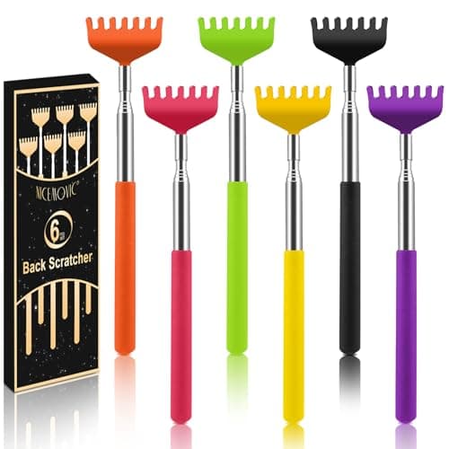 NICEMOVIC 6 Pack Back Scratcher, Mothers Fathers Day Dad Gifts, Stocking Stuffers for Women Men Teens, Easter Basket Stuffers for Teens, Prizes for Adults, Birthday Gag Bulk Gift for Mom Dad Adults
