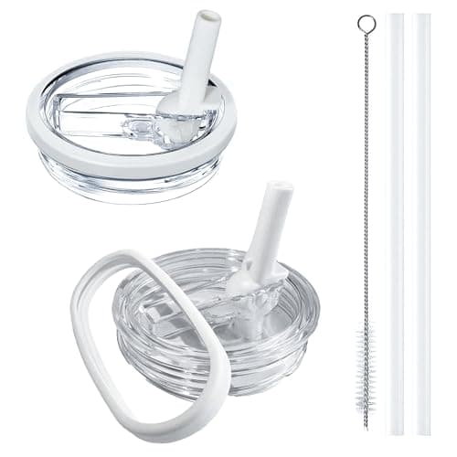 Aooiiysd 2 Pack Stanley Lid Replacement 40 oz, with Leak Proof and Flip Straw Lid, Stanley Cup Accessories, for Stanley Quencher H2.0 40 oz Tumbler (Only), BPA Free (Milk White)