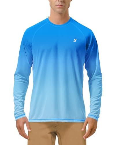 Roadbox Mens UPF 50+ Long Sleeve SPF Diving Rash Guard UV Sun Protection Shirts for Outdoor Fishing Hiking Swimming Running