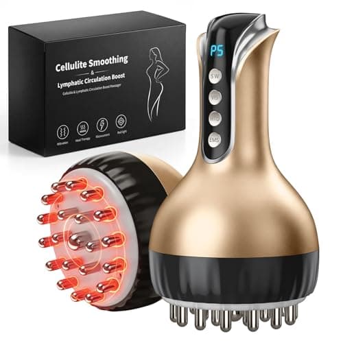 OVGIAP Lymphatic Drainage Massager & Anti- Cellulite Massager for Legs, Arms & Stomach, Home Use Rechargeable Massage Tool for Relaxation and Smoothing Skin Appearance 5-Level (Gilded)