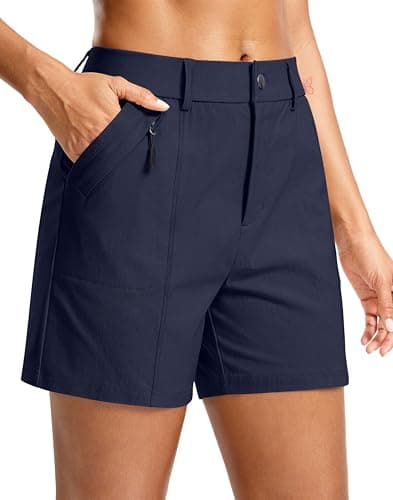 SANTINY Women's 5"/7" Hiking Golf Shorts Quick Dry Stretch Casual Work Shorts with Pockets for Women Walking Travel Summer (Navy_M)