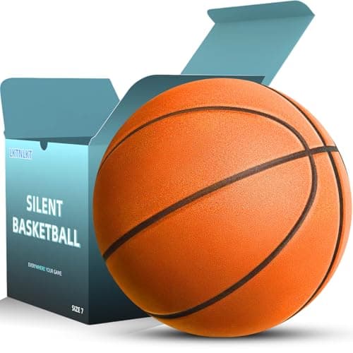 LKTNLKT Silent Basketball Size 7 (29.5") – Grooved Airless Foam Indoor Basketball for Quiet Dribbling and Indoor Training, Pro PU Material – Achieve Real Feel Higher Bounce Quieter (Orange)