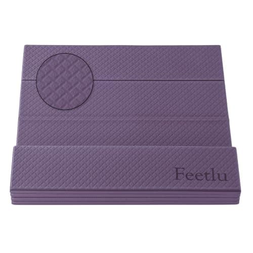 Feetlu Foldable Yoga Exercise Mat, 6mm/8mm/10mm/12mm Thickness, 72 x 24 Inch - Lightweight, Anti-Slip, and Easy to Store for Yoga, Pilates, Home Workouts, and Floor Exercises (Purple 8mm)