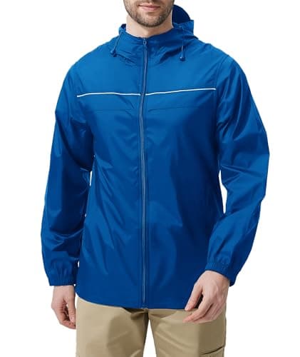 ZITY Mens Rain Jacket with Lining Waterproof Lightweight Rain Coats Packable Hooded Windbreaker for Hiking Golf Cycling