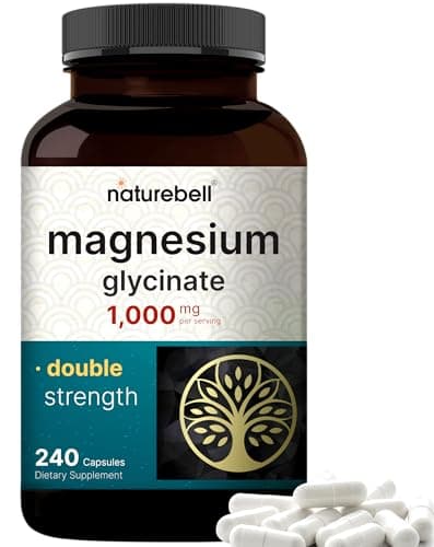 NatureBell Magnesium Glycinate 1,000mg, 240 Capsules | 500mg per Capsule | 100% Chelated & Purified | Sleep, Muscle & Nerve Support | Non-GMO, Gluten-Free