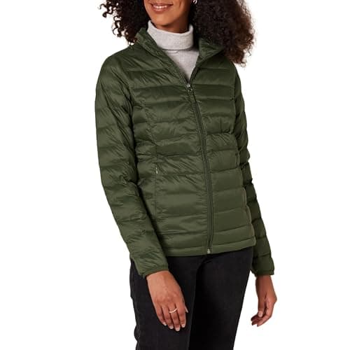 Amazon Essentials Women's Lightweight Water-Resistant Packable Puffer Jacket Outerwear, -olive, XX-Large