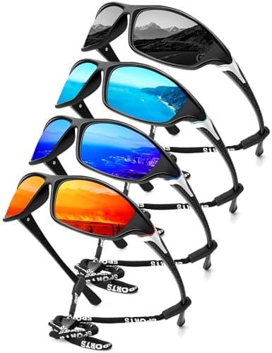 KALIYADI 4 Pack Polarized Sunglasses-Men Sports Sun-glasses: Mens Sunglasses UV Protection for Fishing Driving Cycling