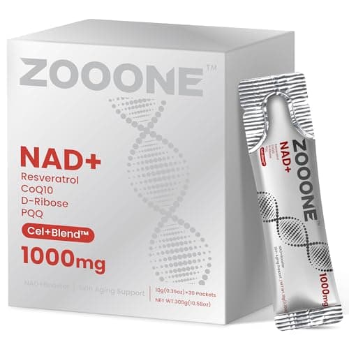 zooone NAD+ 1000mg Liquid Packets Supplement - Premium Nicotinamide Riboside & Resveratrol for Cellular Energy,Advanced NAD Booster for Men & Women (30 Pocket)