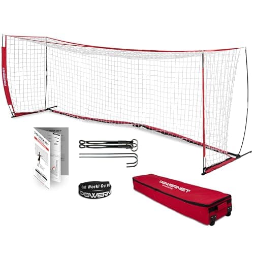 PowerNet 24 x 8 FT Full Size Soccer Goal for Backyard & Outdoor Games, Portable Soccer Net, Sports & Outdoors Training Equipment for Practice, 1 Goal & Rolling Bag