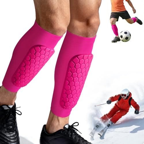 XZQTIVE Soccer Shin Guards Shin Defender for Kids Youth Adult, Ski Shin Guards Calf Compression Sleeve with Honeycomb Shin Pads
