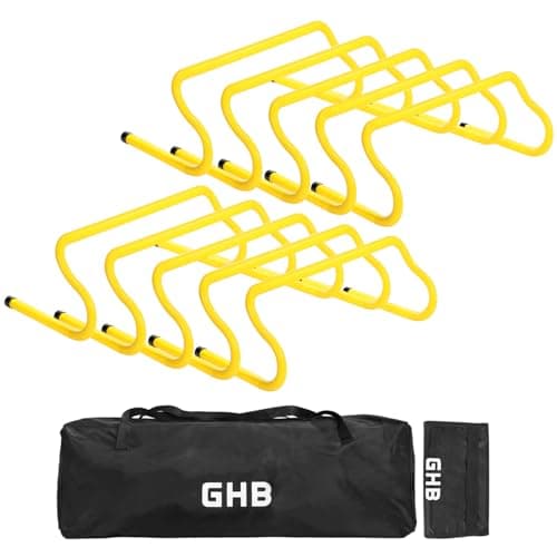 GHB 10 Pack 8" Agility Hurdles Speed Agility Training Hurdles, Detachable Sturdy Hurdles Training Equipment Set with Carry Bag for Kids,Athletes,Soccer,Basketball