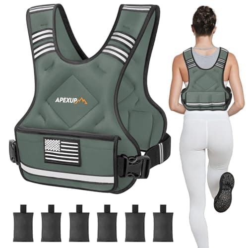 APEXUP Adjustable Weighted Vest, 4-10lb/12-18lb/20-32lb Vest with 6 Ironsand Weights and Large Pocket, Weight Vest for Men Women Strength Training, Running, Walking (20-32lb, Grey)