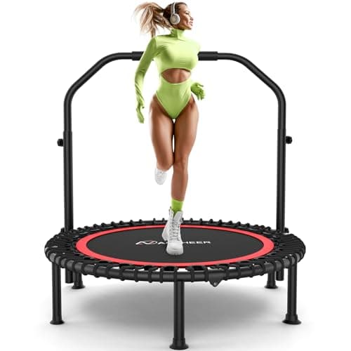 ANCHEER Rebounder Trampoline 40"/48" Bungee Rebounder with 4-Level Adjustable Handle, Max 400-450 LBS Heavy-Duty Fitness Trampoline, Waterproof UV-Resistant Indoor Outdoor Exercise Trampoline