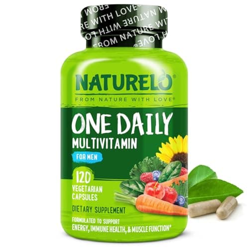 NATURELO Mens Multivitamins - One Daily Multivitamin for Men with Vitamins, Minerals & Organic Whole Foods, Boost Energy & Health, Non-GMO, 120 Vegetarian Capsules