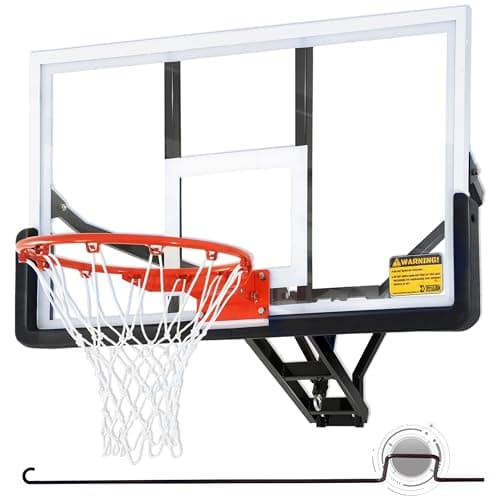 Defulion 54.5" Wall Mounted Basketball Hoop ，Shatterproof PC Backboard Basketball Goal with Adjustable Height for Garage, Indoor & Outdoor Use