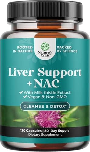 Liver Support NAC Supplement with Milk Thistle for Liver Cleanse Detox & Repair - N Acetyl Cysteine Supplement Liver Cleanse with Antioxidants, Turmeric, Choline, Dandelion & L-Glutathione - 120 Count