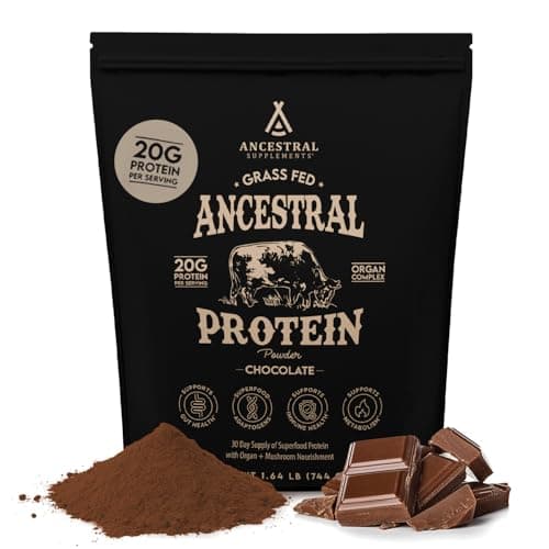 Ancestral Supplements Bone Broth Protein Powder, Chocolate, 30 Servings
