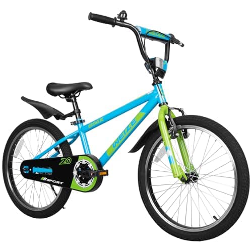 WEIZE Kids Bikes,20 Inch BMX Style Bicycle for Boys Girls,Boy's Bike for Kids Ages 4-12 Years Old,Kids Bicycle with Front and Rear Fender, Training Wheels, Adjustable Seat, Blue