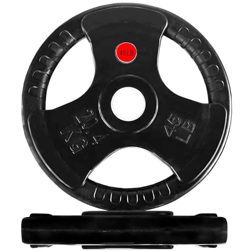 Fitvids 2 Inch Olympic Weight Plates, 2x 45 LB Plates for Home Gym Strength Training, Rubber Coate Design