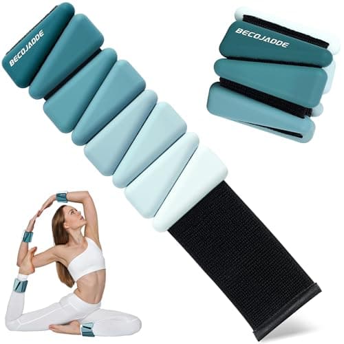 BECOJADDE Ankle Weights for Women Wrist Weights Set of 2 (1 lb Each) Adjustable Arm Leg Weight for Womens Men Suitable for Walking Swimming Running Pilates Yoga Gym, Peacock Green