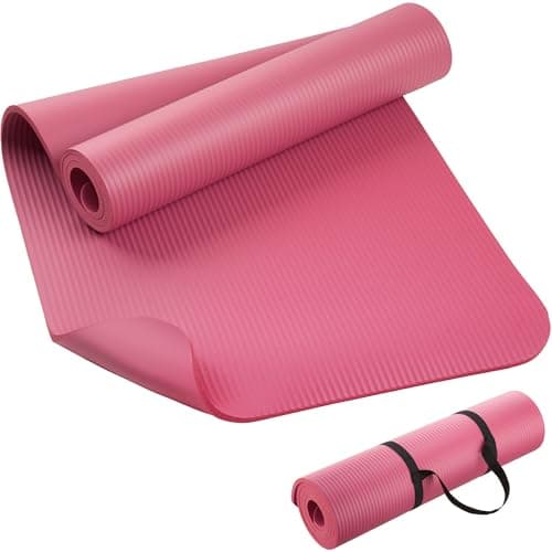 KEEP Extra Thick NBR Yoga Mat for Women & Men, 10mm Thick, 72”x24” Large Exercise Mat with Non-Slip Workout Mat for Yoga, Pilates, Stretching, Meditation – Wide & Cushioned Fitness Mat, Sakura pink Sakura powder