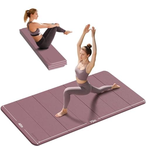 PAIDU Foldable Yoga Mat thick- 2/5" (10MM) TPE Non-Slip Design, Quick Fold，Easy Storage, 75x40 Extra Long/Wide for Indoor Yoga, Pilates and Outdoor Travel Workouts (Deep Pink)