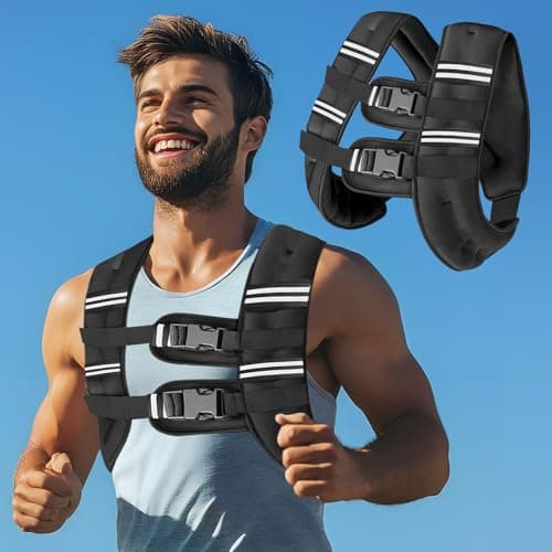 25Lb Weighted Vest Men Women, 8lbs/12lbs/16lbs/20lbs/25lbs Weight Vest with Reflective Stripes for Workout, Strength Training, Running, Fitness, Muscle Building, Weight Loss, Weightlifting