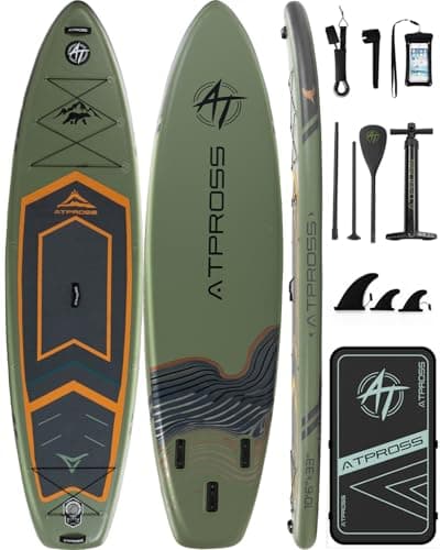 10'6''x33''Inflatable Stand Up Paddle Board, 400lbs Extra Ultra-Light Blow Up Paddle Board, Premium SUP Accessories Kit & Backpack, Non-Slip Stable Deck Boat for Yoga Fishing Surf