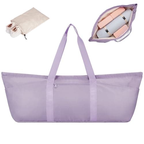 sportsnew Large Yoga Mat Bag with Shoes Compartment and Wet Pocket Ladies Pilates Gym Tote Bag with Yoga Mat Holder Strap for Women Men Workout Carrier Stuff Accessories, Purple