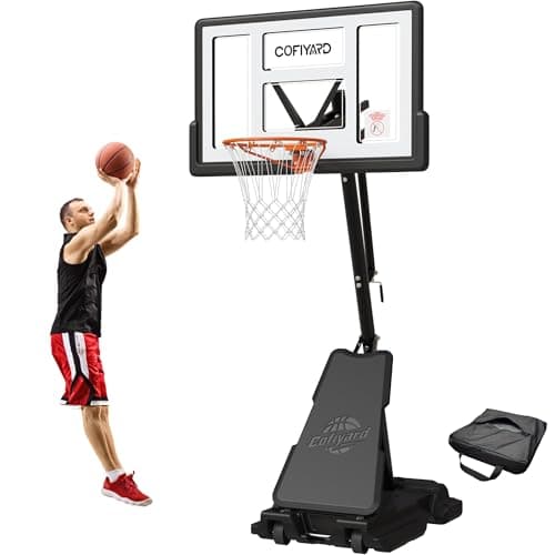 Basketball Hoop Outdoor with 44&48&54In Shatterproof Backboard, 5.25-10FT Height Portable Basketball Hoop with Sandbag, Adjustable Basketball Goal System