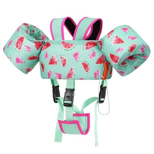 MoKo Kids Swimming Vest, Toddler Floaties, 20-50 lbs Arm Band Floaties with Adjustable Strap, Swim Jacket Water Wing Pool Float, Water Sports Learning Swim Training Equipment, Mint Green Watermelon