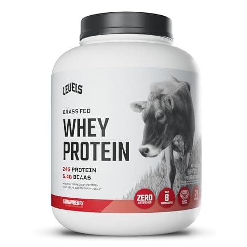 Levels Grass Fed Whey Protein Powder, No Artificials, 24G of Protein, Strawberry, 5LB
