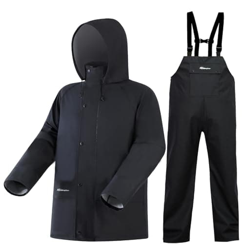 Rain Suits for Men Waterproof Rain Jacket Coat Pants Heavy Duty Women Fishing Rain Gear Workwear(Reflective Black,Small)