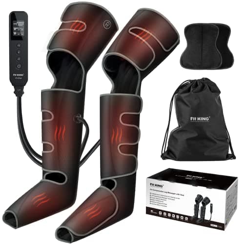 FIT KING Air Compression Leg Massager with Heat, Adjustable Wrap Design, Heated Compression Sequential Device FSA-HSA