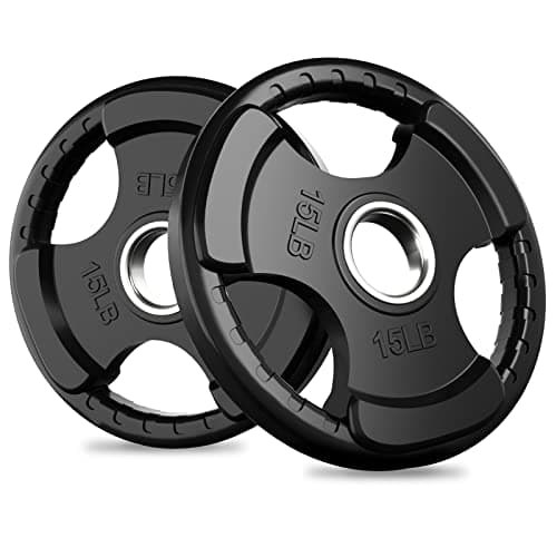 RitFit Olympic Rubber Grip Weight Plates, 2-Inch Barbell Set