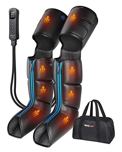 SHINE WELL Leg Massager with Heat and Compression - Air Compression Foot & Leg Massage Machine for Circulation and Pain Relief, Sequential Compression Device for Workout Relaxation, Gift for Mom Dad