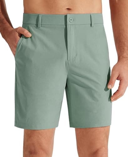 Libin Men's Golf Shorts 7" Work Dress Shorts Casual Flat Front Hybrid Short Lightweight Quick Dry Water Resistant, Sage Green, Size 32