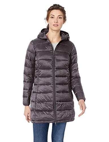 Amazon Essentials Women's Lightweight Water-Resistant Packable Hooded Puffer Coat (Available in Plus Size), Charcoal Heather, Medium