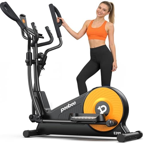 pooboo Elliptical Machine, Elliptical Exercise Machine with 16-Level Resistance& Hyper-Quiet Magnetic Driving System, Elliptical Machine for Home with LCD Monitor&15.5IN Stride, 350LBS Weight Capacity