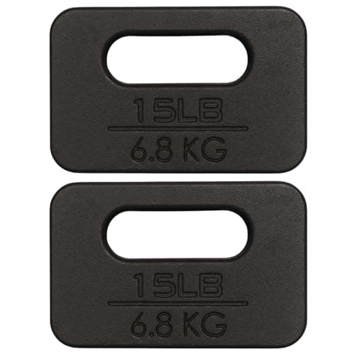 Yes4All Cast Iron Rucking Weight for Backpack, Training Weight Plate with Ergonomic Rounded Handle, Protective Glossy Finish for Weighted Walking, Hiking, Rucking, Resistance Workout, 15 LB (Pair)