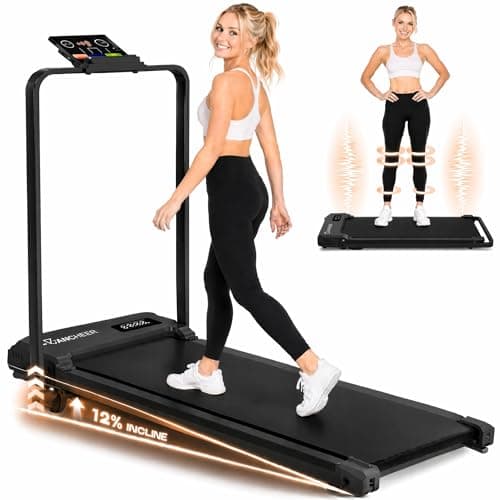 ANCHEER Walking Pad Treadmill with 12% Incline - Under Desk Treadmills with Handle Bar, 3.5HP Portable Foldable Walking Pads for Home Small Spaces, Office, Gym