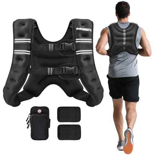 PACEARTH Weighted Vest,6lb/8lb/10lb/12lb/16lb/20lb/25lb/30lb Weight Vest with Reflective Stripe, Body Weight Vests for Women, Men, Weight Loss Workout, Strength Training, Running, Walking, Jogging