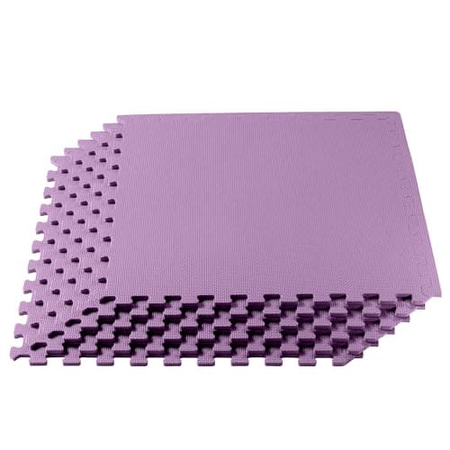 We Sell Mats 3/8" Thick Multipurpose EVA Foam Exercise Floor Mat, Interlocking Tiles, Anti-Fatigue for Home or Gym, 24 in x 24 in, 6 Tiles, Lilac